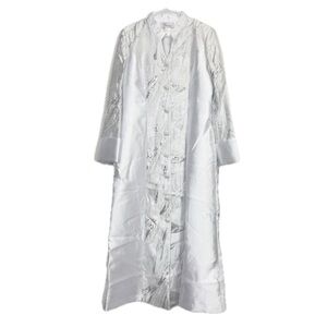 EY Boutique Choir Robe Womens 8 White Silver Metallic Brocade Long Formal Tally